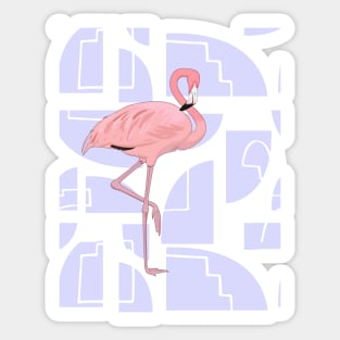 Pink Flamingo Midcentury Modern Retro Shapes Sticker